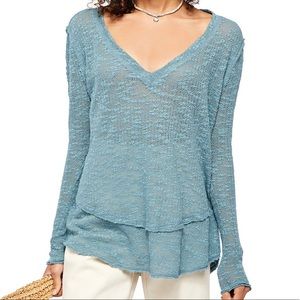 🦋 NWOT Free People Open Air Hacci Sweater Moss L 🦋